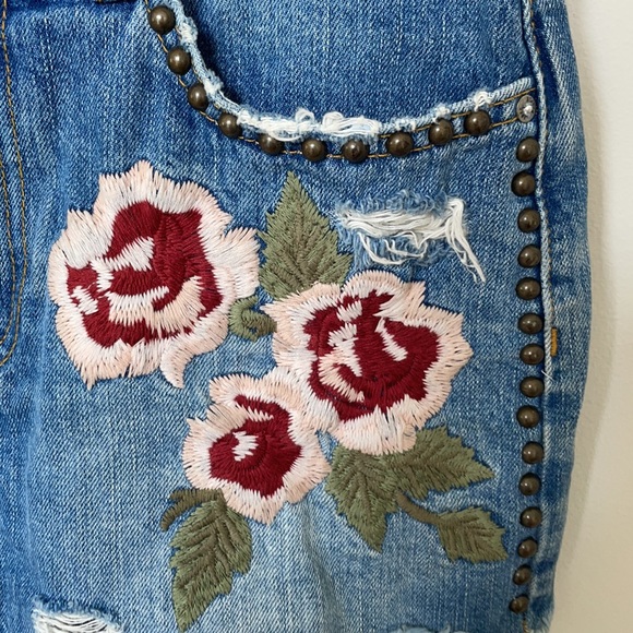 Free People Embroidered Denim Mini Skirt - Picture 4 of 4